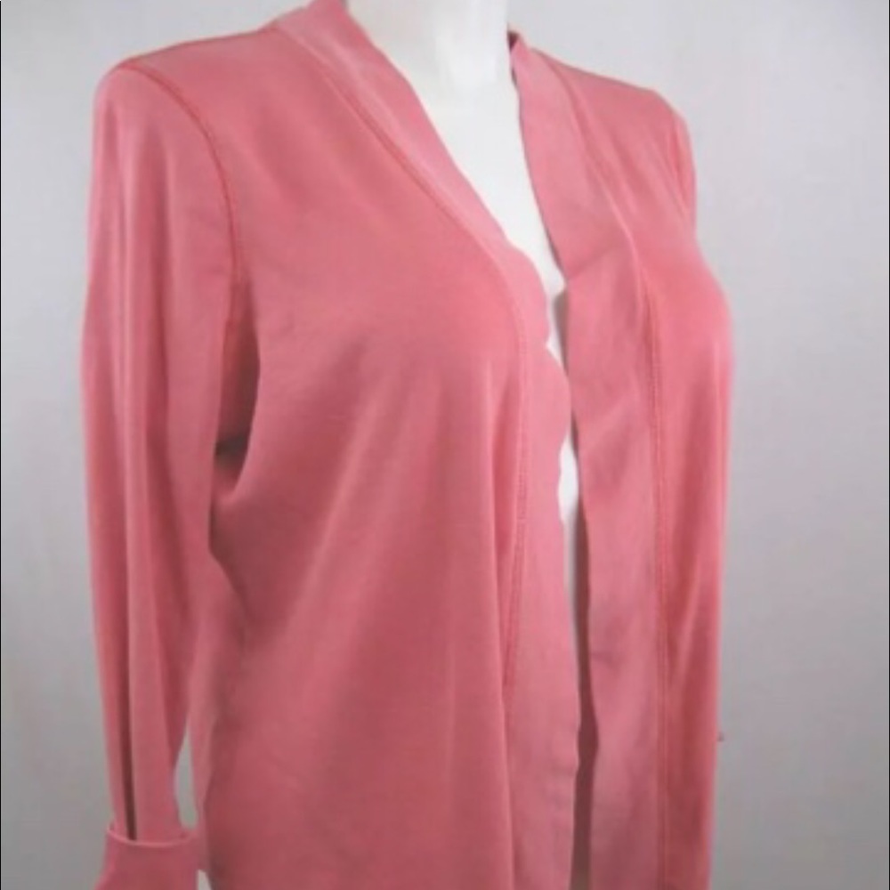 Salmon 100% Cotton Talbots Open Cardigan